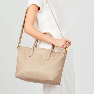 Cuyana Top Zip Satchel, Sand Leather